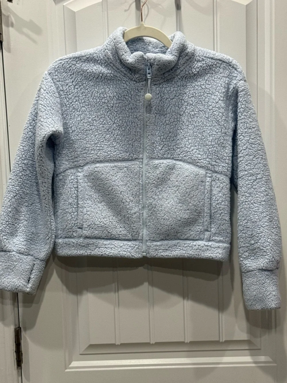Athleta Girl’s Size M 8/ 10 Blue Sherpa Full Zip Fleece Jacket GUC